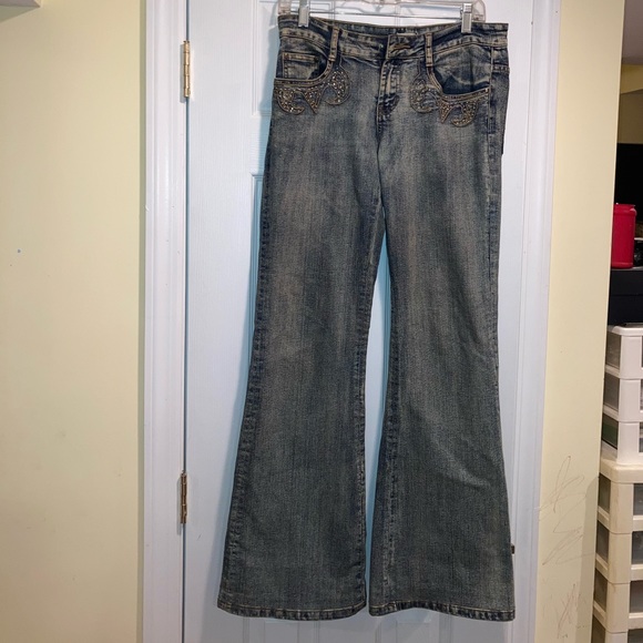 Denim embellished CACHE Jeans - Picture 1 of 4